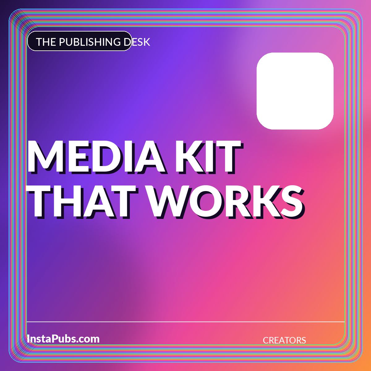 Neon editorial card reading Media Kit That Works